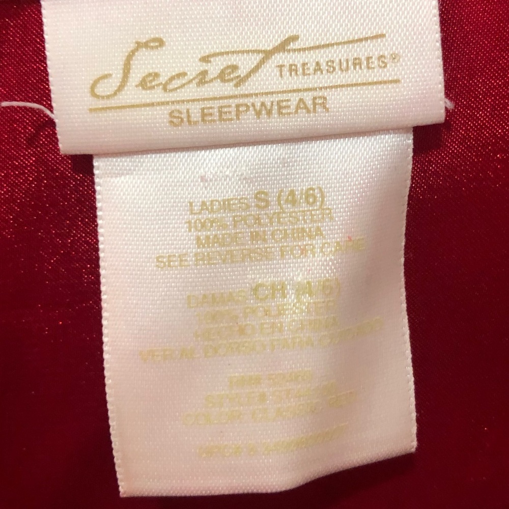 ♥️ SECRET TREASURES 2pc red satin sleepwear set size S NWOT - Picture 8 of 8